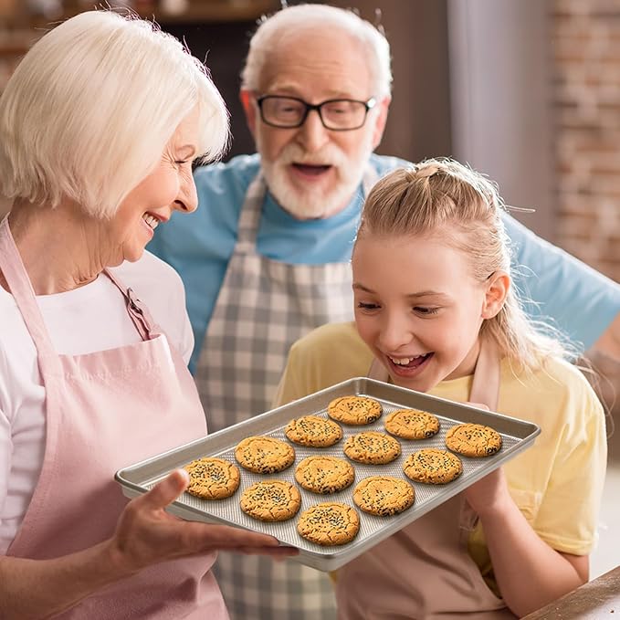 2 Pack Half Sheet Baking Pans,Commercial Quality Baking Sheet Pan Set,Carbon Steel Cooking Pans, Non Stick Baking Sheet for Oven,Large Thick Cookie Tray Pans for Baking（17.5" x 11.8" x 1"）