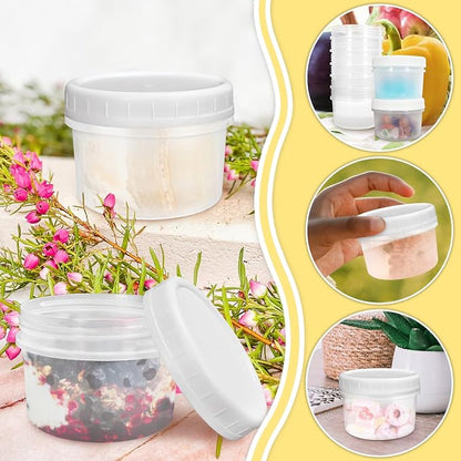 10 Pack 4oz Reusable Small Plastic Containers with Screw Lids, Small Food Storage Freezer Containers, Stackable Food Storage Jars, Sauce Condiment Jars Lunch Box Accessories