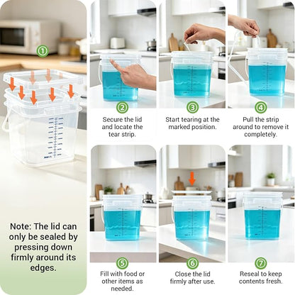 METAPACK Square 1 Gallon 4 Pack Clear Food Grade Storage Containers, (4, 1, Gallons)
