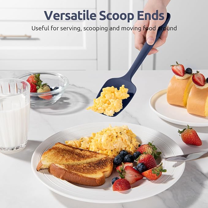 U-Taste Silicone Spoon Spatula Set: 480ºF Heat Resistant Food Grade Flexible Rubber Spoonula, Nonstick Cooking Mixing Scooping Kitchen Baking Scraper Utensils Set of 3 for Pan, Pot, Bowl (Multicolors)