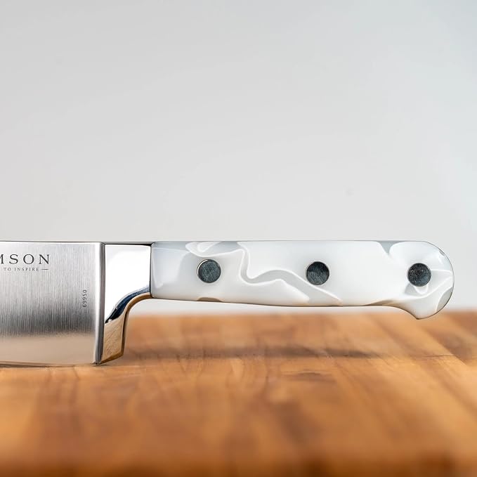 Lamson Premier Forged 8" Chef's Knife, Hi-Carbon Stainless Steel Blade, Triple Riveted for Balance, Ideal for Dicing, Slicing & Chopping, Kitchen Knives - Walnut Handle