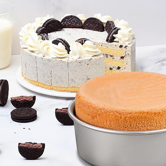 Round Cake Pan Set of 3 (6 x 3 inch/8 x 3 inch/10 x 3 inch), Aluminum Baking Pans for Layer Cakes, Heavy Duty Non-Stick, Evenly Baking Tools for Home Kitchen, Birthday Wedding Anniversary