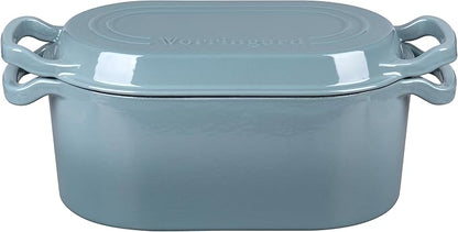 VORRINGARD Oval Dutch Oven Pot with Lid, Enamel Coating Cast Iron Bread Pans for Homemade Sourdough Bread Baking, Cooking, 4 Quart, Sea Salt