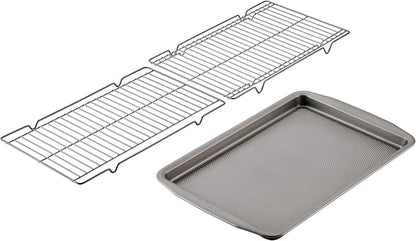 Circulon Bakeware Baking Sheet/Cookie Pan and Cooling Rack Set, 3 Piece, Gray