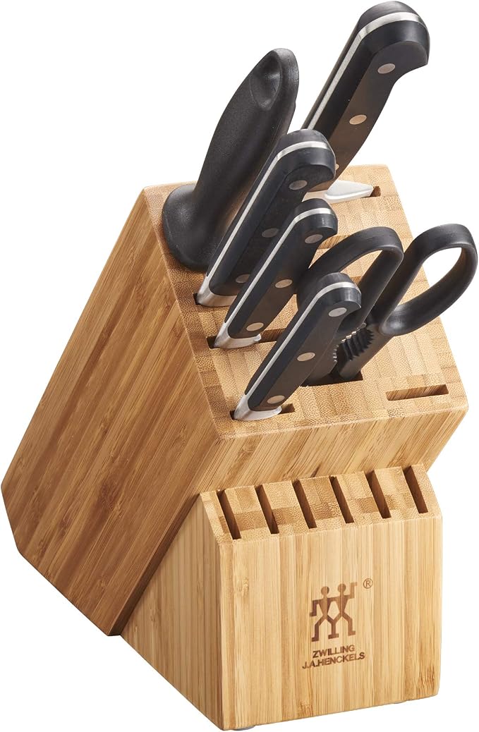 ZWILLING Professional S 7-Piece Razor-Sharp German Block Knife Set, Made in Company-Owned German Factory with Special Formula Steel perfected for almost 300 Years, Dishwasher Safe