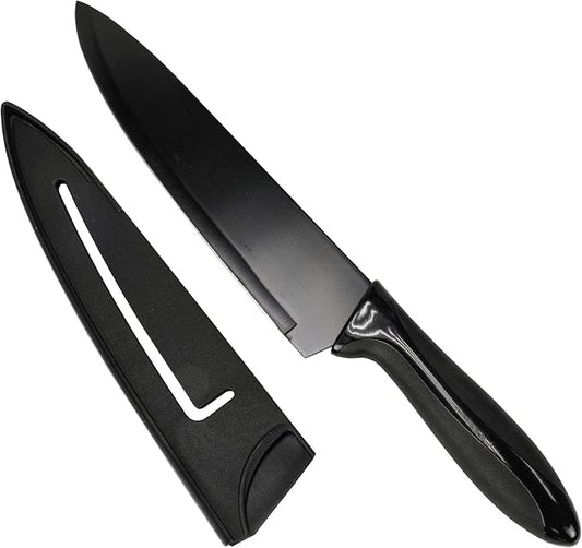 Chef Craft Premium Chef Knife with Sheath, 8 inch blade 13.5 inches in length, Black