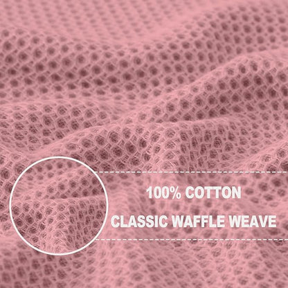 Homaxy 100% Cotton Waffle Weave Kitchen Dish Cloths, Ultra Soft Absorbent Quick Drying Dish Towels, 12 x 12 Inches, 18-Pack, Dried Rose