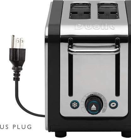Dualit Design Series 2 Slice Toaster | Polished Stainless Steel with Black Trim | Extra-Wide Slots – Peek and Pop Function – Patented Perfect Toast Technology – Matching Kettle Available