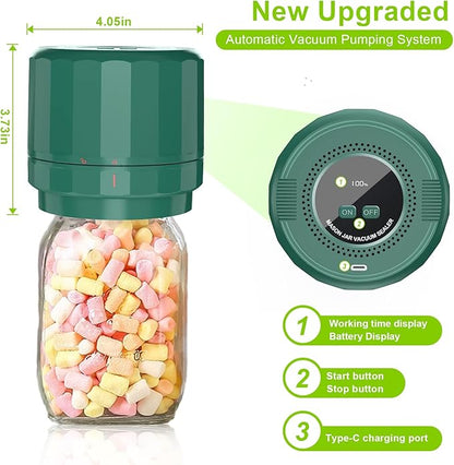 UNERVER Mason Jar Vacuum Sealer Kit, Electric Airtight Food Saver for Wide & Regular Mouth Jars, Easy to Use Vacuum Sealer for Meal Prep, Pantry Storage & Keeping Food Fresh Longer