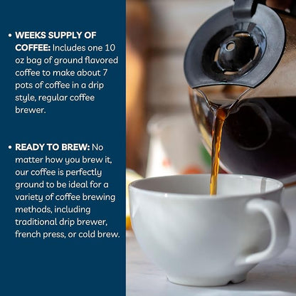 Door County Coffee - Sinful Delight DECAF, Chocolate, Vanilla, Caramel and Hazelnut Flavored Ground Coffee - Medium Roast, 283g
