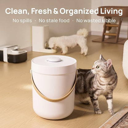 smartoo Vacuum Cat Dog Food Storage Container 10 lb/10.6 Qt, Airtight Dry Dog & Cat Food Bin with One-Button Vacuum Sealing, Magnetic Scoop Incl., BPA-Free, Durable Storage with Rechargeable Battery
