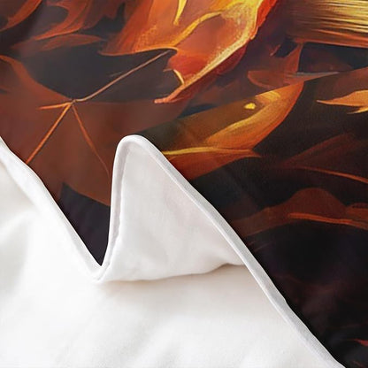 Castle Fairy Retro Book 100% Nature Cotton Duvet Cover Autumn Maple Leaves Comforter Cover Twin Size with 1 Pillowcase Rustic Farmhouse Aesthetic Luxury Bedding Set (No Filler)