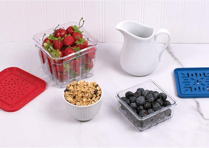 HIC Kitchen BerryFresh 1-Liter Produce Box, Red, Set of 2