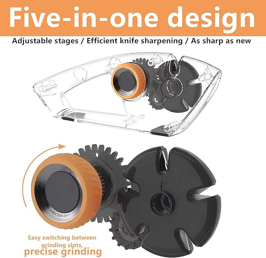 5 in 1 Versatile Manual Knife Sharpener, 5 Stages Knife Sharpeners Professional Chef's Kitchen Knife Accessories, Kitchen Blade & Scissors Sharpening Tool, Easy to Use, for Kitchen Knife