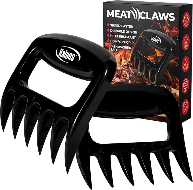 Kaluns Meat Claws, Best Meat and Pulled Pork Shredder - Easily Lift, Handle, Pull, Cut, and Shred Meat - Ultra-Sharp Plastic Blades - Heat Resistant, BPA free, Dishwasher Safe (Black)