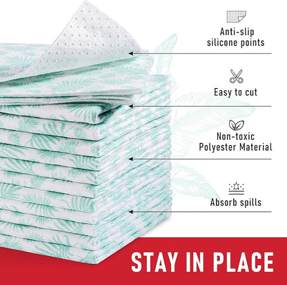 Cooyes Absorbent Refrigerator Liners, Non Slip Fridge Bin Liners and Mats Washable, Refrigerator Shelf Liner for Glass Shelves and Kitchen Cabinet Drawer, 12 Pack, 12" × 24"