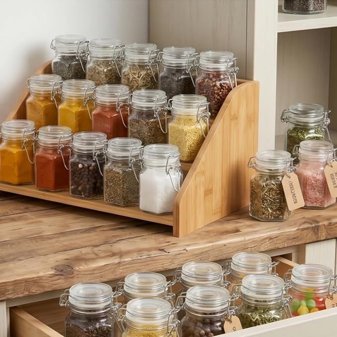 TOPZEA 30 Pack Hexagon Glass Jars with Airtight Lid, 3.5oz Clear Spice Jar, Herb Storage Containers Food jars for Pantry Organization, Honey, Jam, Party Favors & Crafts (Includes Labels & Hemp Rope)
