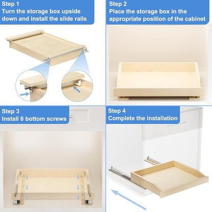LOVMOR Single Pull Out Cabinet Organizer 22½”W x 21”D, Soft Close Slide Out Drawer Storage Shelves for Kitchen, Wood Cabinet Shelf Pull-Out Organizer Storage for Base Cabinets