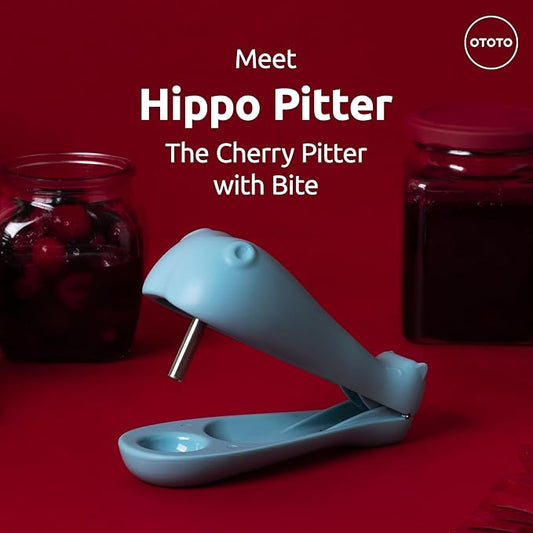 OTOTO Hippo Cherry and Olive Pitter - Unique Kitchen Gadgets, Cooking Gifts for Women, Kitchen Essentials, Kitchen Utensils, Cute Gifts, Kitchen Accessories, Gift for Kids