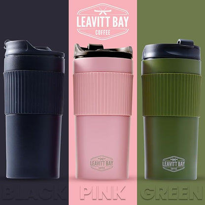 Portable French Press Travel Mug – Insulated Stainless Steel French Press Mug for Hot or Cold Brew – Durable Travel Coffee Maker – On-the-Go Tea & Coffee Maker (Black)