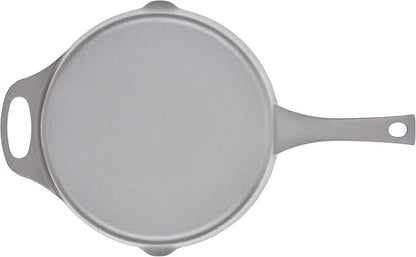 Rachael Ray NITRO Cast Iron Frying Pan/Skillet with Helper Handle and Pour Spouts, 10 Inch, Gray