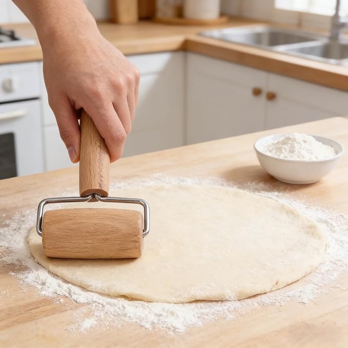 Small Rolling Pin, Wooden Dough Roller, Non-Stick Pizza Roller, T Type Rolling Pins for Kitchen Baking, Pizza Dough Press (2.8 * 5.1 inch)