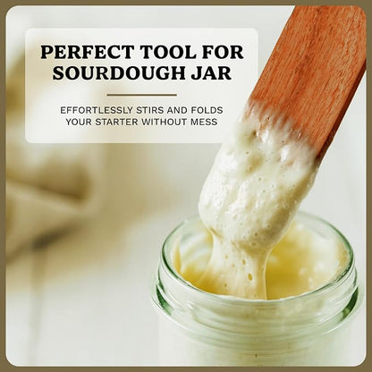 2Pcs Wooden Skinny Spurtle Set for Jars, Premium Natural Acacia Wood Tool for Stirring, Mixing, Serving, Jam, Cheese, Cream and Peanut Butter
