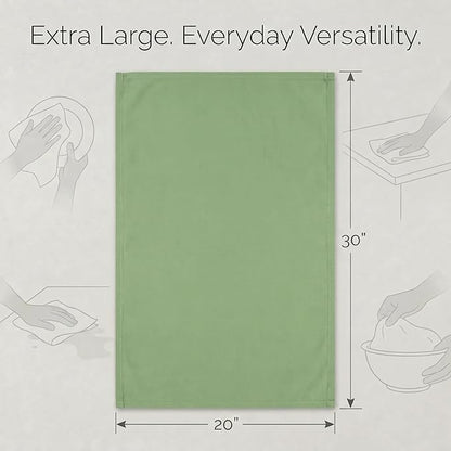 Urban Villa Kitchen Towels 100% Cotton Dish Towels for Kitchen(Set of 6)20”x30” Dish Cloths Highly Absorbent Kitchen Linen Set with Hanging Loop Perfect for Drying Dishes Cleaning Hand Towels – Green