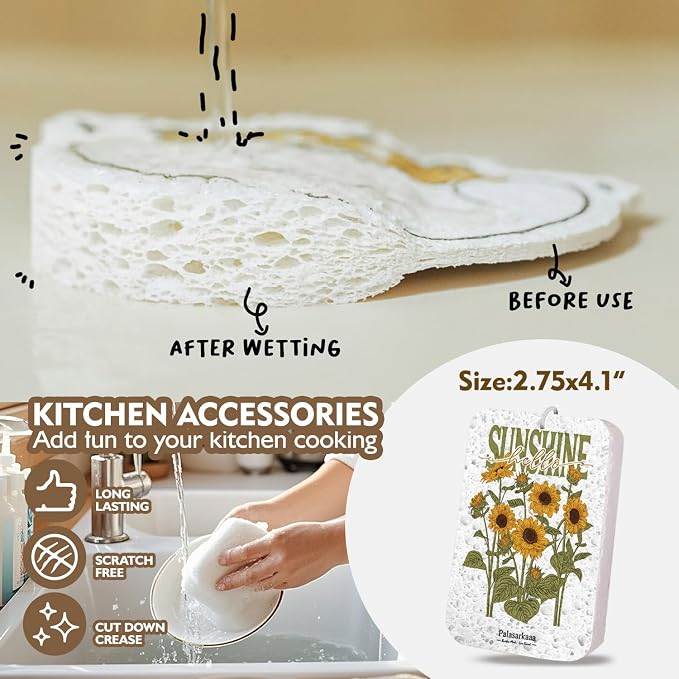 6Pcs Sunflower Engraved Bamboo Spoons Set Kitchen Gifts for Women, You Are My Sunshine Christian Inspired Encouragement Gifts for Mon Grandma, Housewarming & Special Occasion Present
