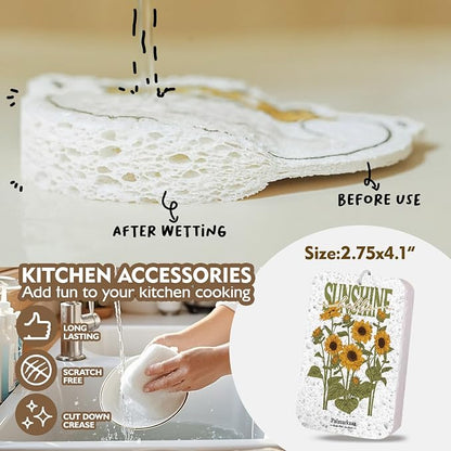 6Pcs Sunflower Engraved Bamboo Spoons Set Kitchen Gifts for Women, You Are My Sunshine Christian Inspired Encouragement Gifts for Mon Grandma, Housewarming & Special Occasion Present