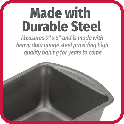 GoodCook Nonstick Loaf Pan Heavy-Duty Steel Bakeware with Easy-Clean Non-Stick Coating, Oven & Dishwasher Safe Pan, 9 x 5-Inch, Gray