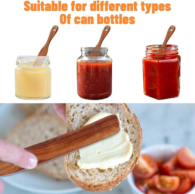 2pcs 11Inch Skinny Wooden Spurtle Spatula Sourdough Mixer Bread Stirring Spatula Wood Utensil Tool Flat Stirring Stick Bread Spatulas for Dough Cooking Spreading Baking Whisking Mixing Jar