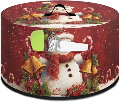 Bells Snowman Slow Cooker Cover Protection Crock Fits for Most 6-8 Quart Oval Slow Cooker Dustproof Small Appliance Accessories Christmas Decor