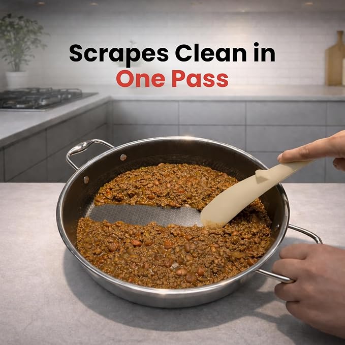Silicone Spoon Spatula for Cooking - Multifunction Scoop Spatula Spoonula - Heat Resistant Cooking Spoon for Nonstick Cookware - Large Silicone Kitchen Spoon - Seamless Design (Khaki,1pc)