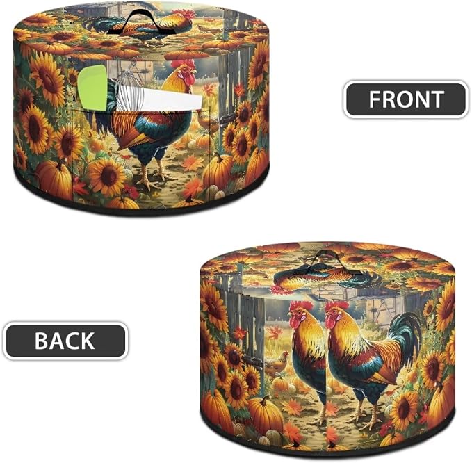 Sunflowers Rooster Slow Cooker Dust Cover Compatible with 6-8 qt Crock for Pot Pumpkins Small Kitchen Appliance Decor Dust Cover Autumn Patterns