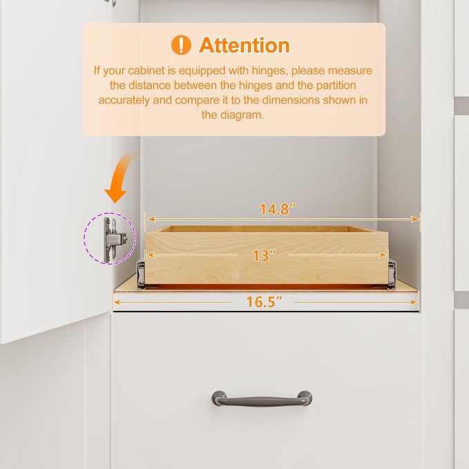 Pull Out Cabinet Organizer, 14" W x 21" D Soft Close Pull Out Drawers for Cabinets with Heavy Duty Slides, Wood Slide Out Drawers for Kitchen Cabinets