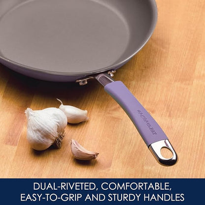 Rachael Ray Cucina Nonstick Cookware, Lavender Purple Pots and Pans Set, 12-Piece