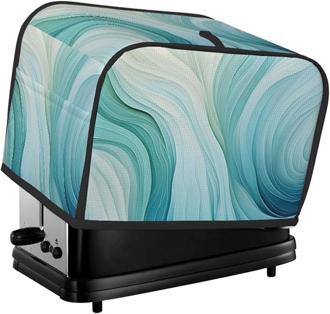 Teal Green Abstract 2 Slice Toaster Cover Wide Slot Dustproof Bread Maker Cover Fingerprint Protection Kitchen Appliance Cover Toaster Bag
