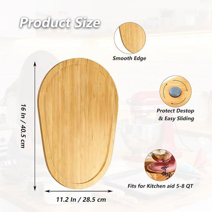 Bamboo Mixer Slider Compatible with KitchenAid 5-8 Qt Bowl Lift Stand Mixer, Appliance Sliding Mat Accessories and Attachments for Kitchen Aid, Countertop Moving Tray