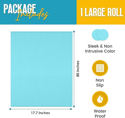 Refrigerator Liners for Shelves by Linda’s Essentials - Easy to Clean Fridge Liner with Spill Protection Fridge Shelf Liners & Drawer Liner, Nonslip BPA-Free Refrigerator Mats (Blue Roll)