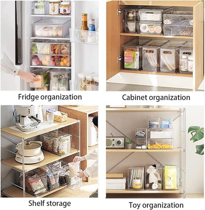 MANO 2Pack Clear Fridge Drawers Pull Out Stackable Refrigerator Drawer Organizer Bins Pantry Storage Box Plastic Food Containers for Kitchen Bathroom Office Closet (X-Large)