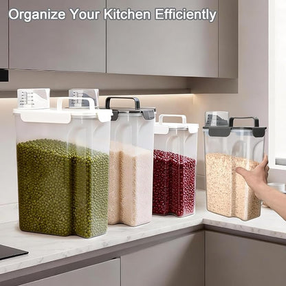Komzon Rice Storage Containers, Airtight Cereal Containers Storage 20+10 lb Extra Large, BPA Free Rice dispenser with Pouring Spout, Pet Dog Cat Bird Food Container