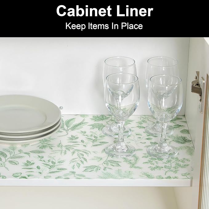 Cooyes Shelf Liners for Kitchen Cabinets Refrigerator Liners Waterproof & Oil-Proof Kitchen Cupboard Liner Drawer Mats EVA Material Non Adhesive Fridge Liner for Shelves（11.8" W x 236" L）
