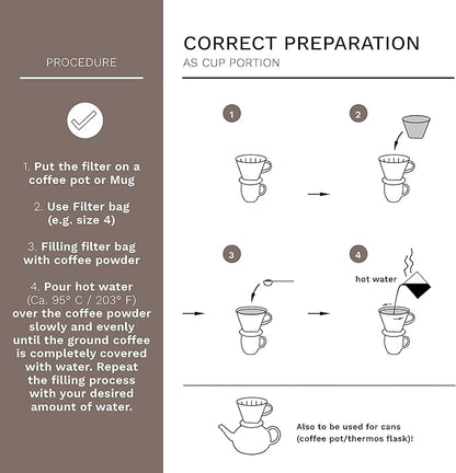 Creano Porcelain Coffee Dripper Red - Ceramic Cone Brewer - Pour Over Coffee Maker for Filter Bags Size 4 - Easy Manual Brew for pure Taste - also for Camping, Hiking