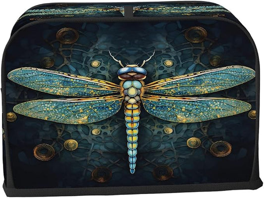 Animal Dragonfly Toaster Cover 4 Slice Wide Slot Washable Toaster Covers | Turquoise Art Dust and Fingerprint Protection Bread Maker Covers for Kitchen Accessories Decor Bakeware Women Gift
