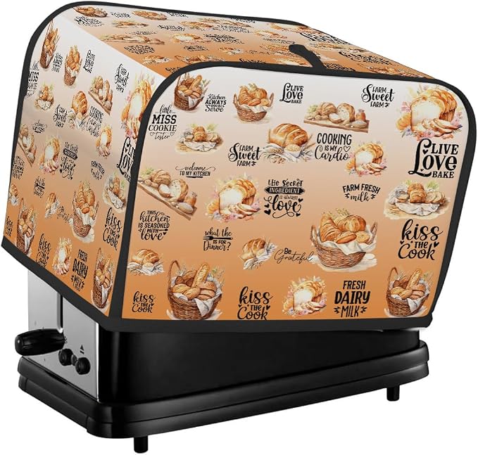 Toaster Cover 4 Slice Wide Slot Bread OrangeBread Toaster Oven Dustproof Cover Small Appliance Kitchen Covers Dust and Fingerprint Protection for Women Gift 4 Slice