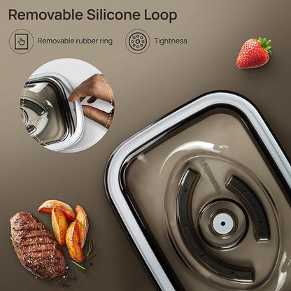 Vakumar 2PCS Vacuum Seal Food Storage Containers Vacuum Sealer containers Fresh Save & Keep the Flavor, Square, BPA-Free, Leak Proof, Lid with Lock - Dishwasher, Freezer & Microwave Safe