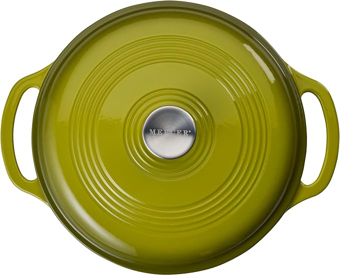 Mercer Culinary Enameled Cast Iron Round Dutch Oven, 6 qt., Avocado