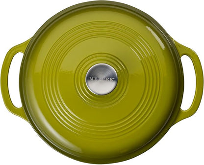 Mercer Culinary Enameled Cast Iron Round Dutch Oven, 6 qt., Avocado
