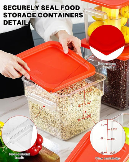 12 Quarts Sous Vide Container: 8 PCS Commercial Food Storage Containers with Lids - Clear Food Container with Scales Handles for Home Restaurant Kitchen Storage Pizza Bread N3
